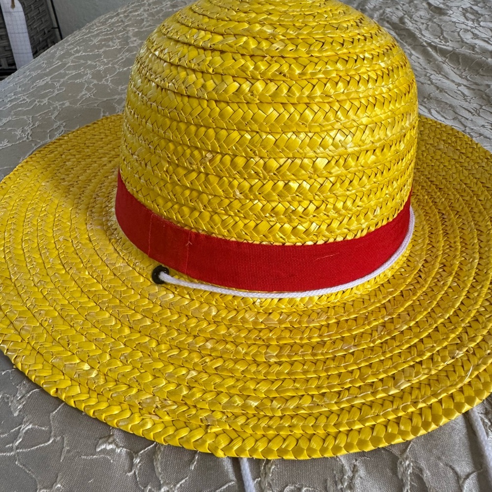 Onepiece Yellow Straw Hat with Red Band